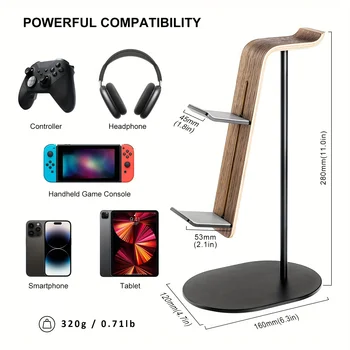 Supporto in legno per controller e cuffie, supporto universale per cuffie da gioco per PS5 PS4 Xbox One Nintendo Switch, accessorio da gioco da scrivania