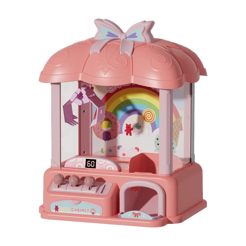 Kids Claw Machine Mini Doll Machine Claw Catch Clip Doll Toy Coin Operated Play Game Arcade Crane with Music and Light 6