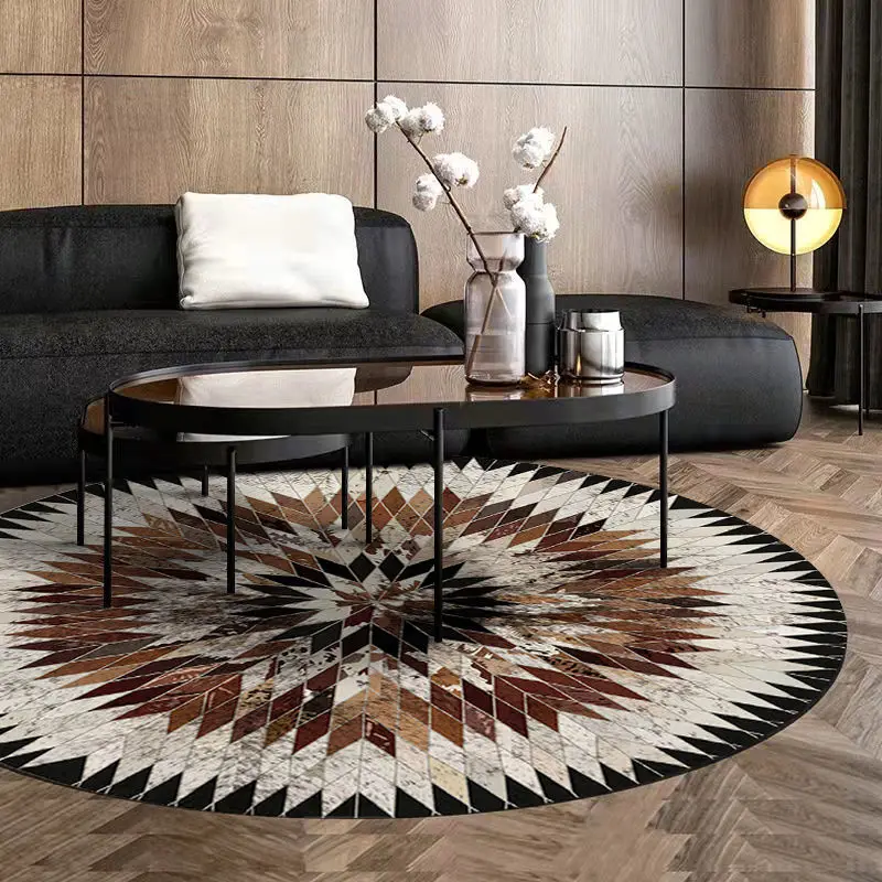 

American Retro Round Living Room Carpet Light Luxury Rugs for Bedroom Home Decoration Coffee Table Mat Lounge Rug Chair Mats