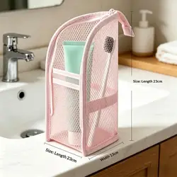Breathable Mesh Travel Toiletry Bag with Stand - Up Design and Storage Pockets (A4)