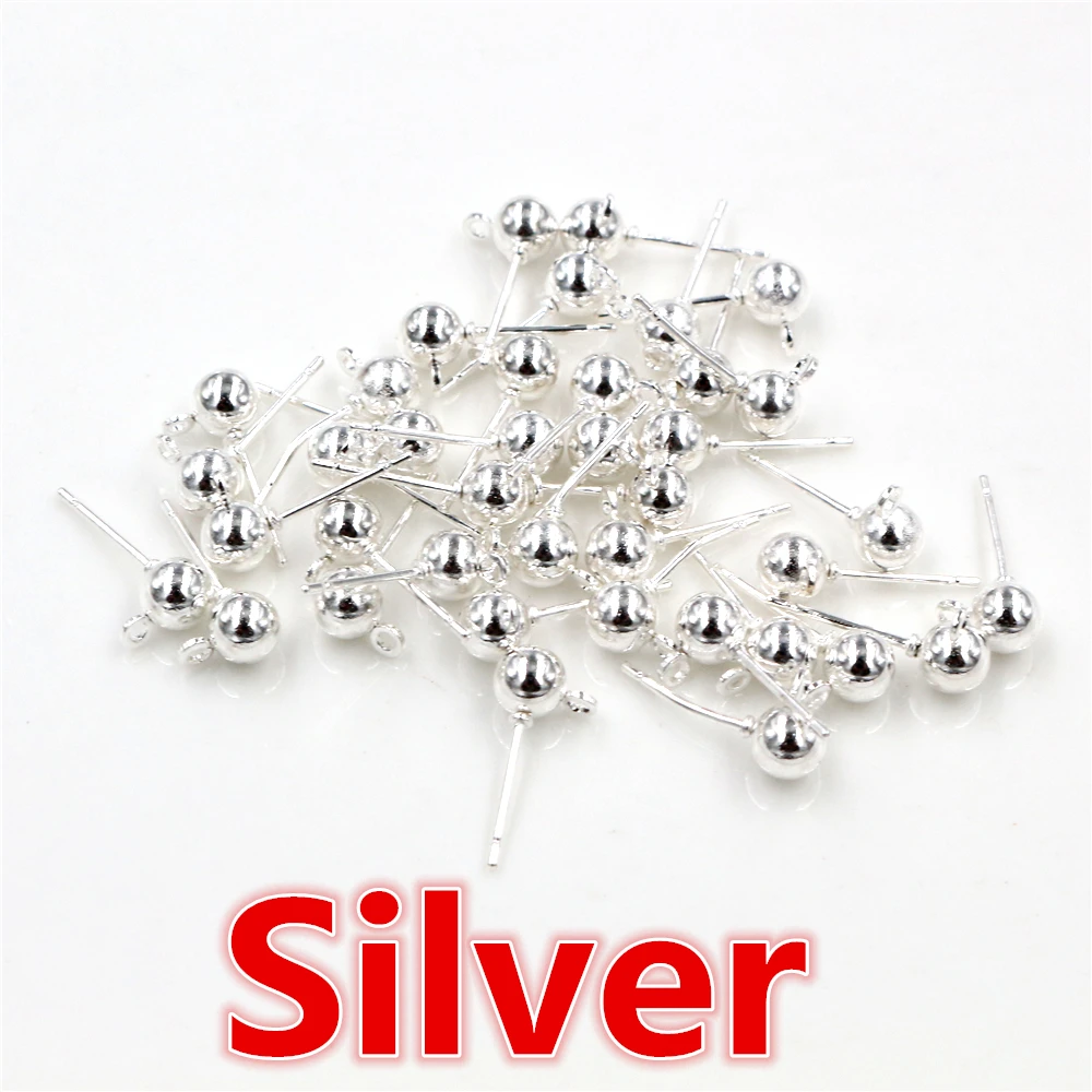 Earring Findings 50pcs 3/4/5mm 6 Colors For DIY Jewelry Making