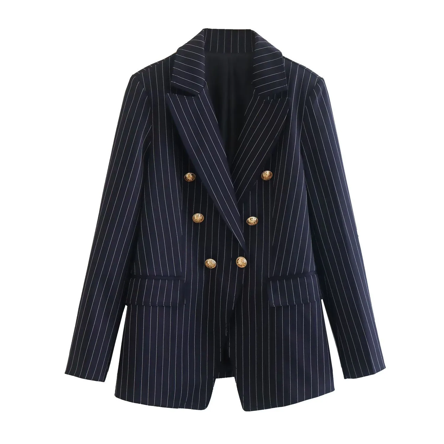 

Striped Chic Office Lady Blazers For Women Elegant Stylish Coats 2023 Women's Long Sleeve Double Breasted Slim Blazer