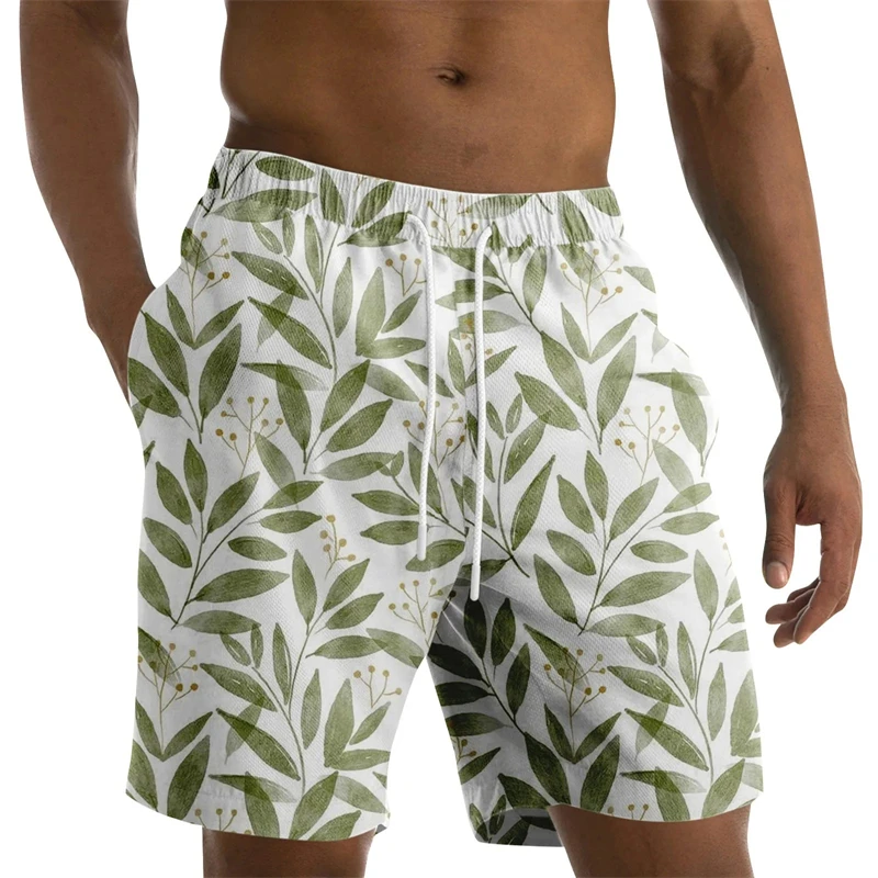 Men Floral Beach Shorts 3D Print Surfing Swimwear
