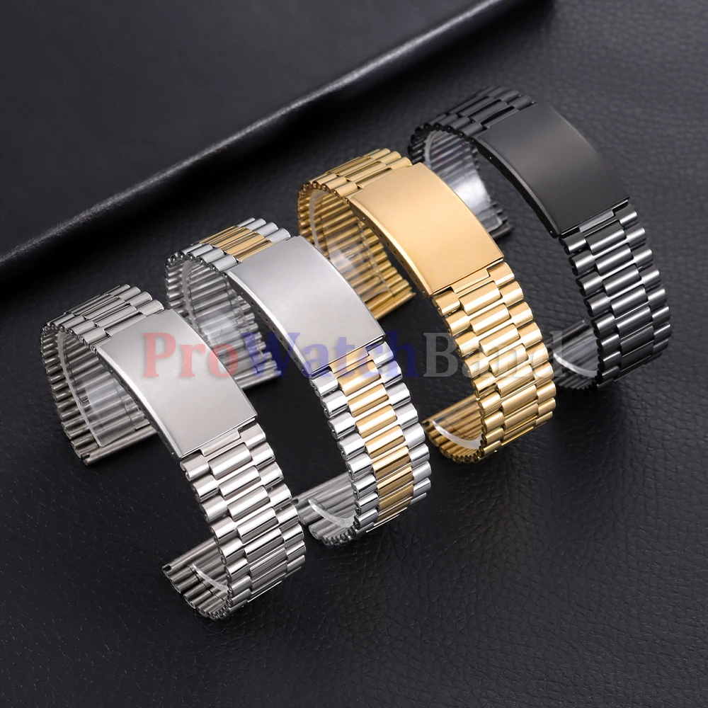Elegant Two-Tone Stainless Steel Bracelet Watch Band with Folding Clasp