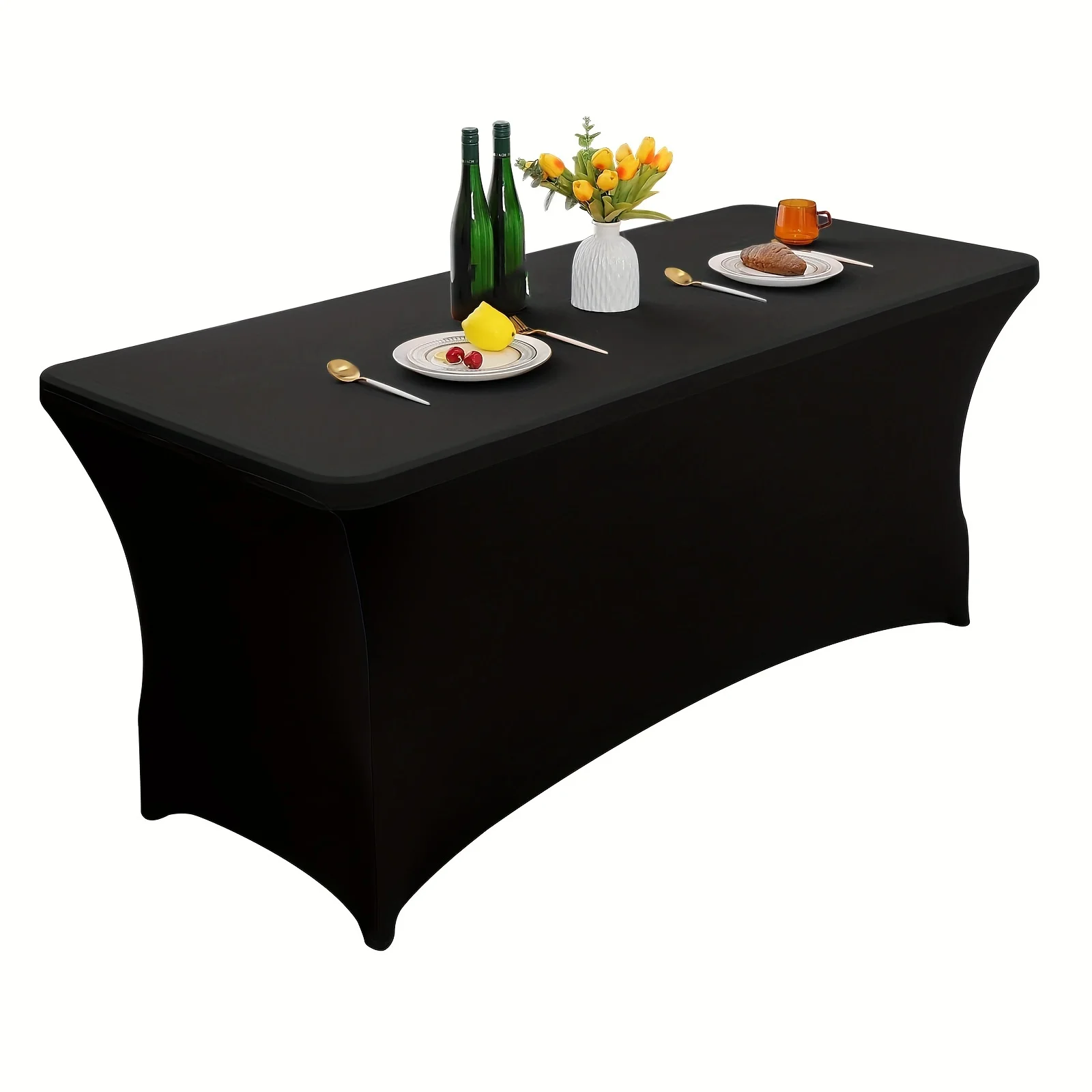 Cocktail Fan Table Set Wedding Banquet Party Luxury Hotel 6FT Rectangular Elastic Table Cloth Beauty Set