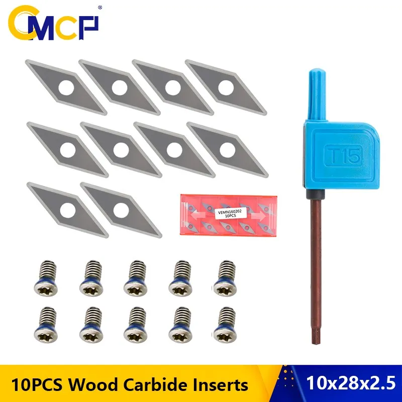 

Diamond Carbide Insert for Wood Turning Tool 10pcs 10x28x2.5mm 20D with Raduis Point for Wood Lathe Turning Detailer Tool