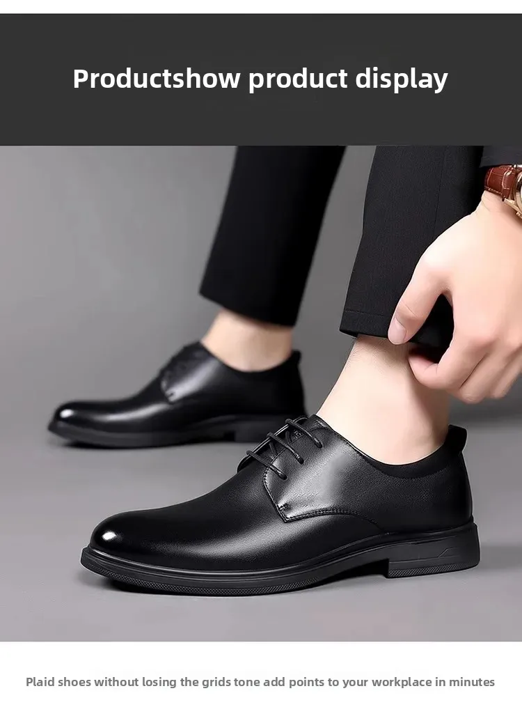 أحذية زفاف غير رسمية من الجلد الناعم للرجال نمط جديد للأعمال الرسمية قابلة للتنفس للخريف النسخة الكورية البريطانية بمقدمة مدببة للعريس S