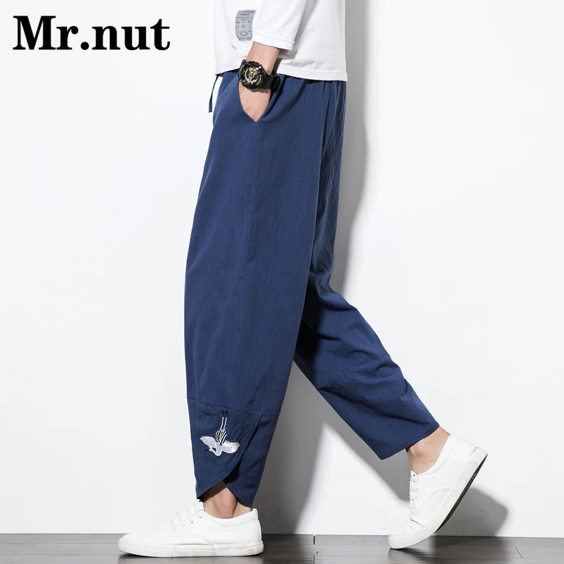 

Summer Unisex Casual Baggy Pants Harajuku Jogger Wide Leg Pants Cotton Linen Slacks Men's Clothing Cool Baggy Fashion Trousers