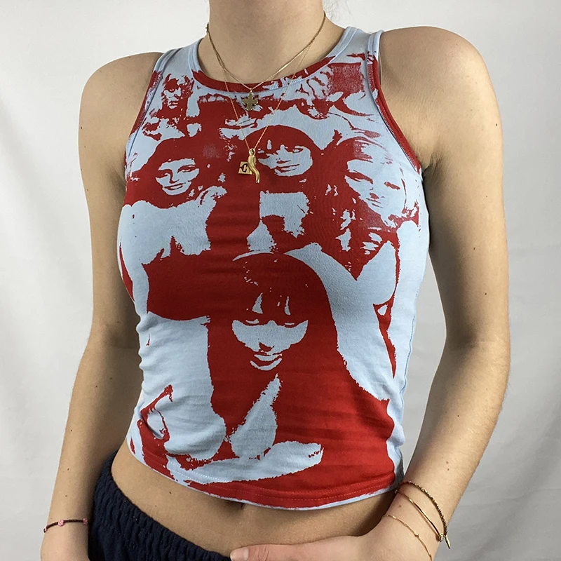 Cool Ink Avatar Printing Vest Senza Maniche Girocollo Casual Donna Summer Fashion Crop Tanks Topa T-Shirt Per T-Shirt Casual Femminili