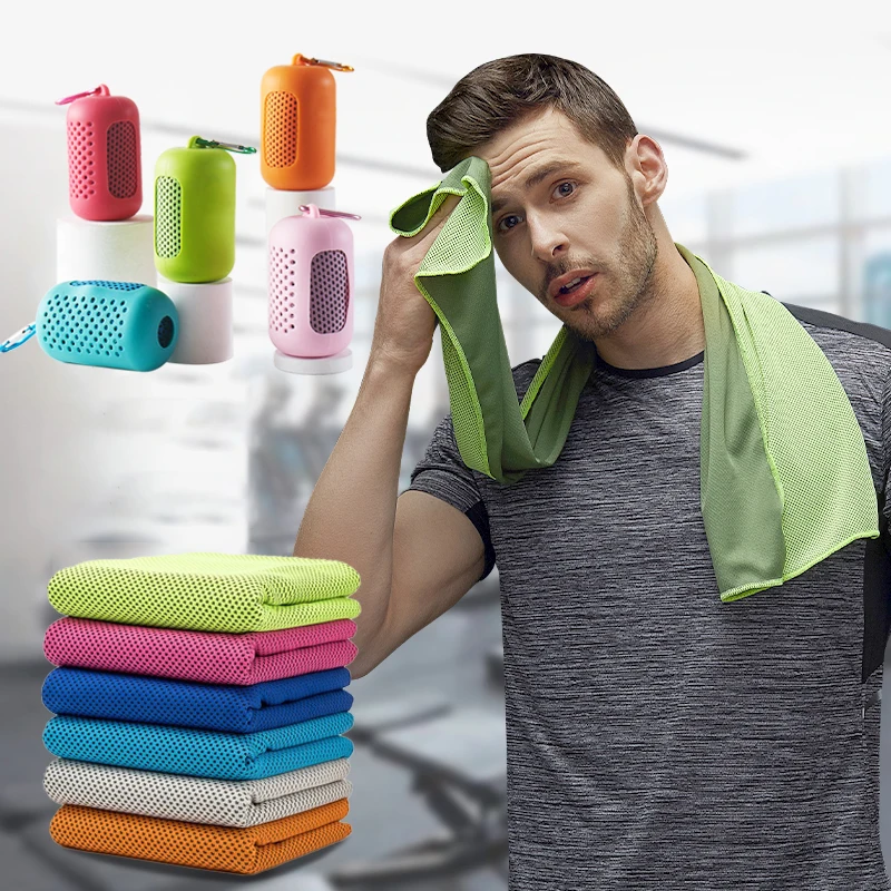 Circular Silicone Wrapped Cold Towel Summer Cooling Towel Quick Dry Soft Breathable Cooling Sports Running Yoga Gym Club