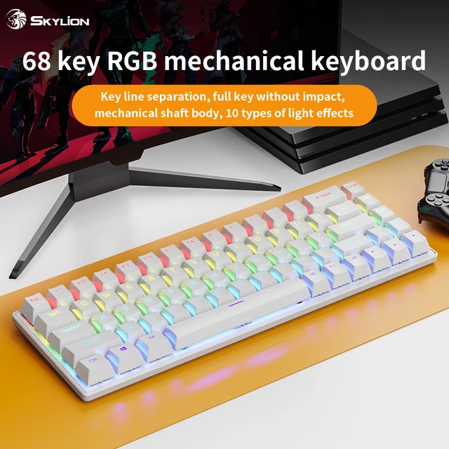 K68 Wired Mechanical Keyboard 10Kinds of Colorful Lighting