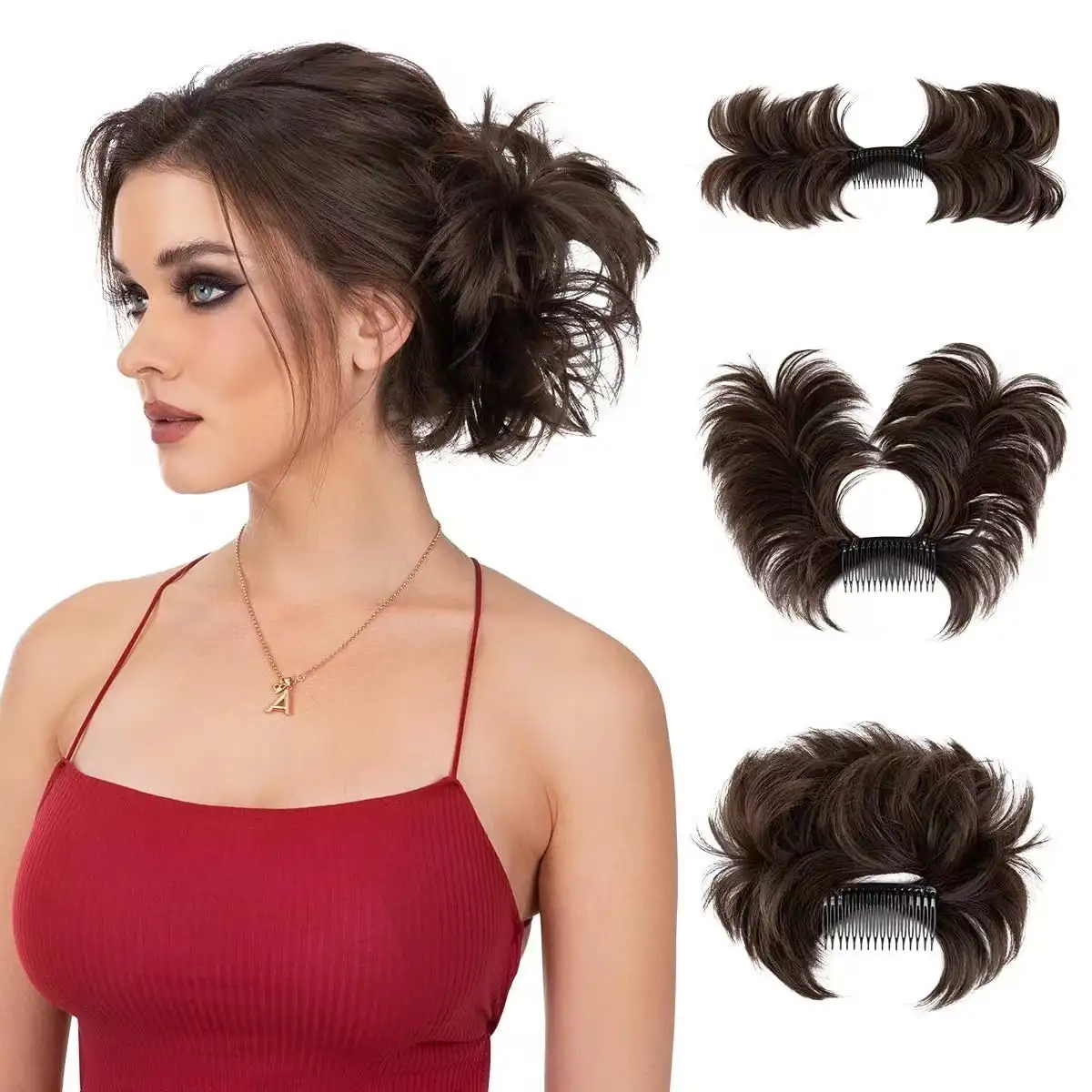 

Messy Bun Side Comb Clip in Hair Bun Easy Hairpieces for Women Ladies Wavy Curly Hair Bun Ponytail Natural Styles Easy Hair piec