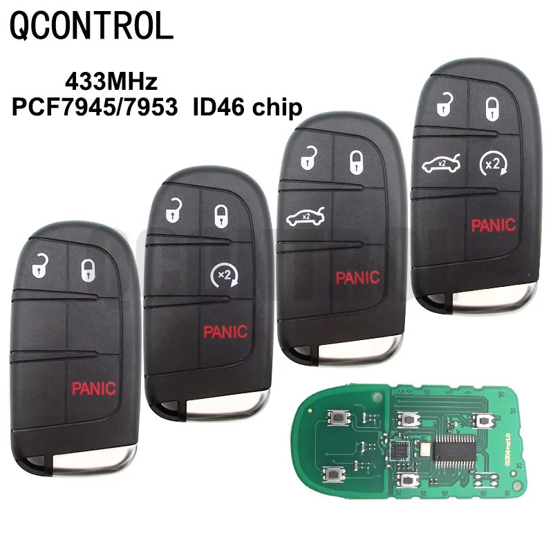 QCONTROL 433MHz Smart Remote Car Key  for Chrysler Dodge Charger Journey Challenger Durango 300 HITAG 2 46 chip M3N-40821302