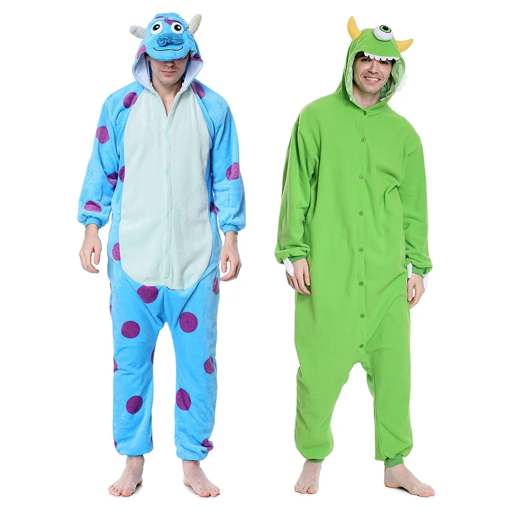 Unisex Cartoon Onesies Sullivan Mike Men Women Couple Pajamas Green Blue Funny Cute Jumpsuit Halloween Festival Outfit Overalls adults animal onesies stitch pajamas sets sleepwear women men unisex cartoon anime pajamas boys girs jumpsuit unicornio pijamas