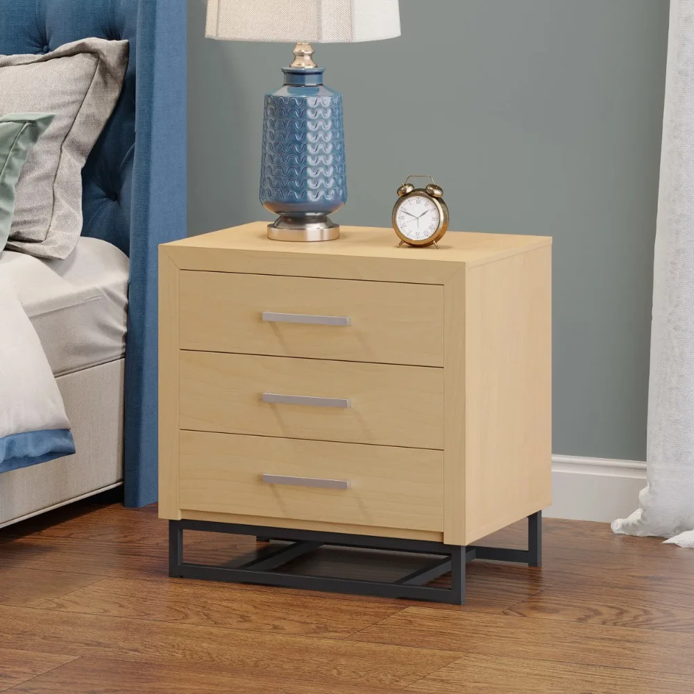 

Noble House Cayuga Faux Wood 3 Drawer Nightstand, Bedside Tables, Accent Side Table for Couch, Living Room, Bedroom