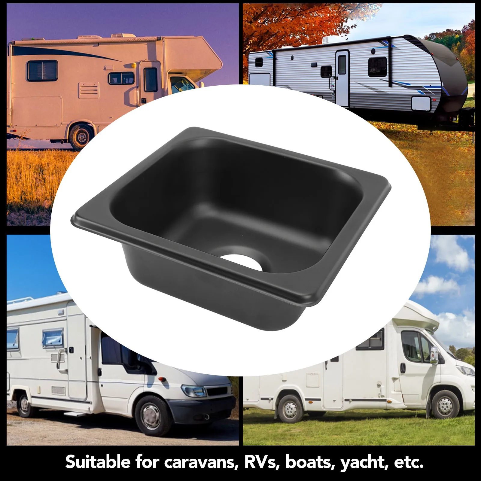 RV Sink 175 X 160 X 70mm 304 Stainless Steel Black Electroplated Drop in Bar Sink For Boat Caravan RV Camper RV Sink
