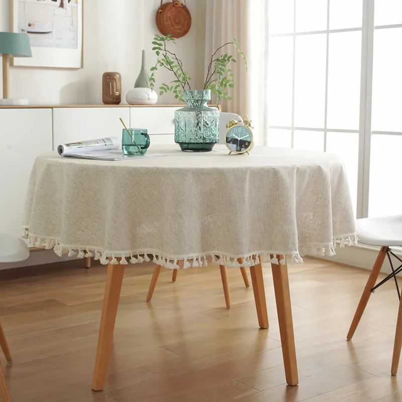 Round Table Cloth Linen Tablecloth Coffee Tea Reception White Table Map Party Cover Decor Pink Pumpkin Wedding Decoration