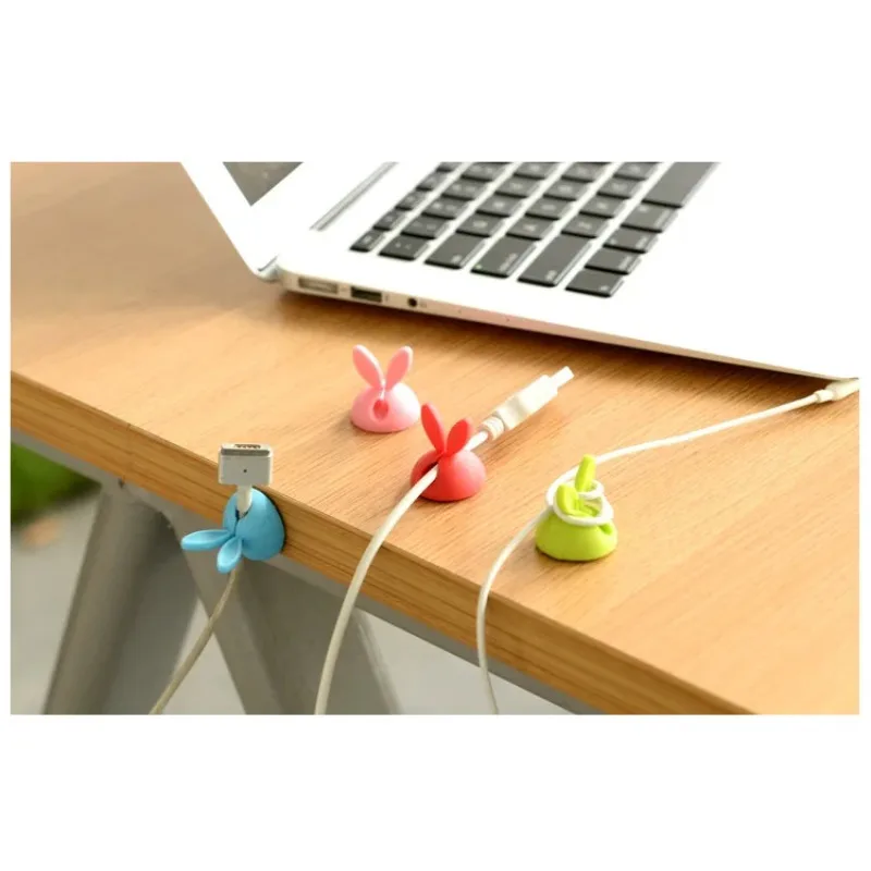 Headphone cable data lines holder creative personality cute rabbit ears solid thread wire receiving finisher 4pcs