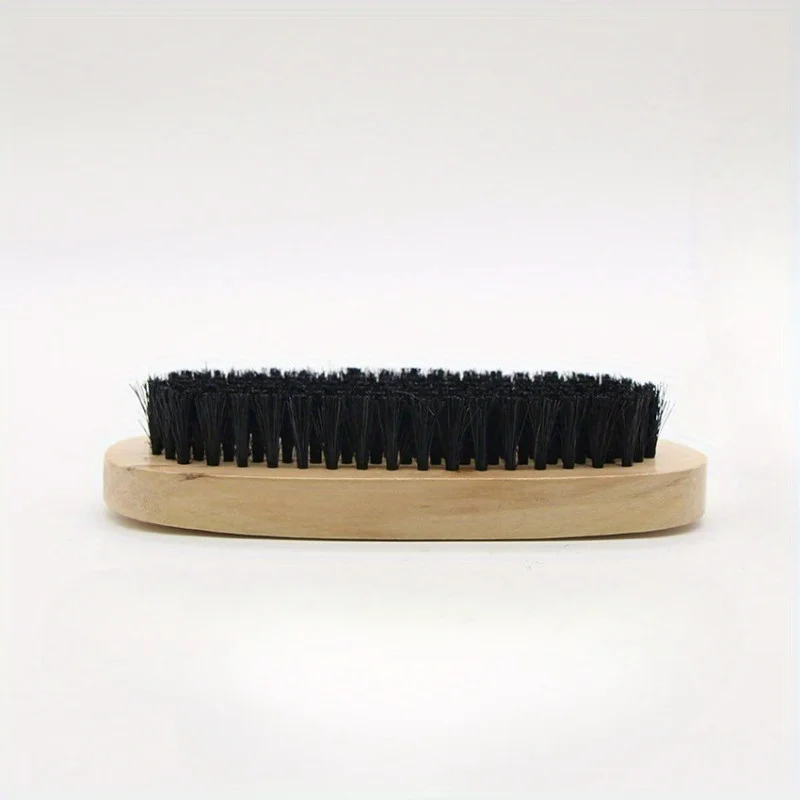 1pc Oval Black Pig Hair Brush, Polishing Brush, Professional Leather Shoe Cleaning and Care Brush