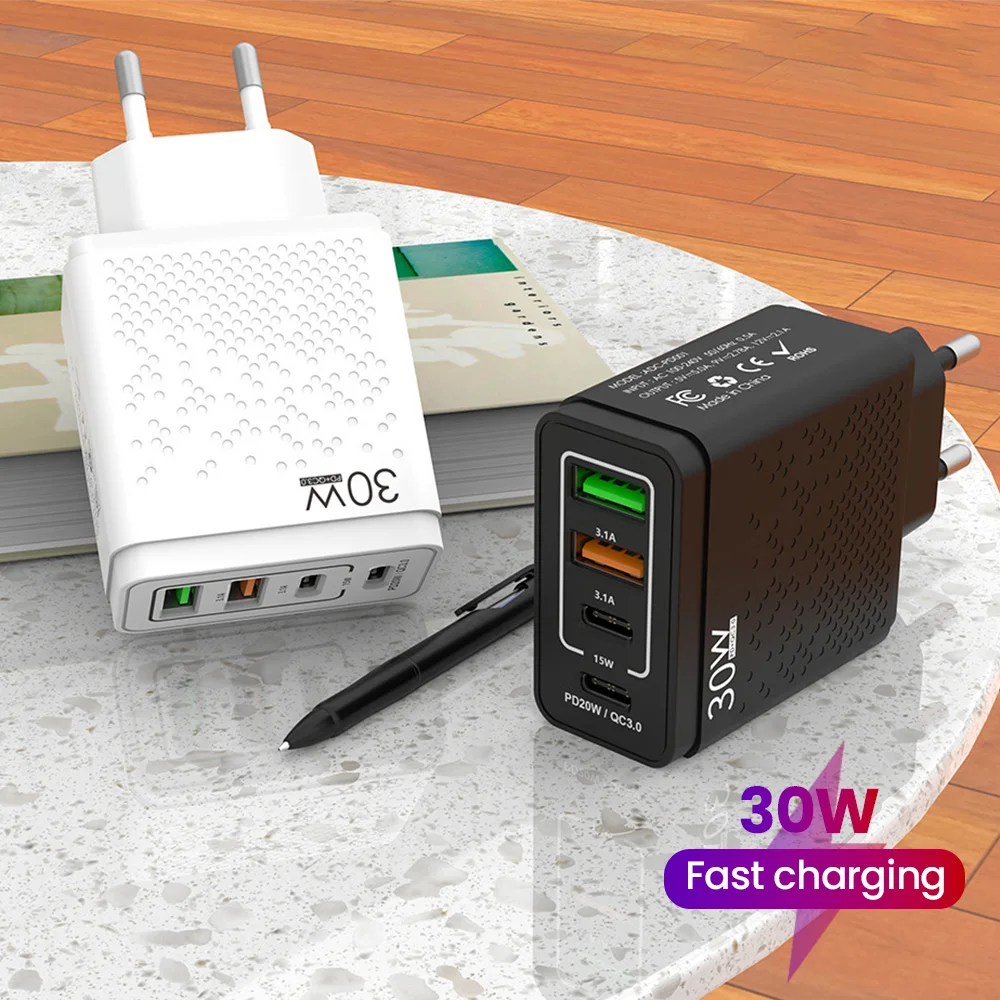 

Зарядное устройство Elough с двумя USB-портами и Type-C для телефонов Samsung, Huawei, Xiaomi, Iphone