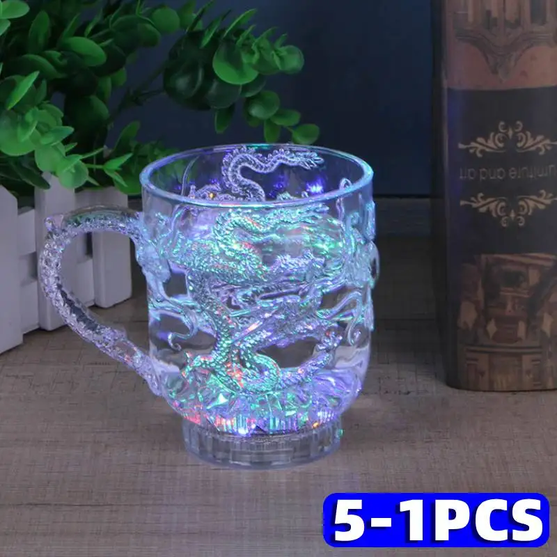 1-10PCS Clear Glowing Water Cups Colorful Wine Whisky Transparent Bottle Flashing Beer Mugs Battery Powered Glow Drinks Cup