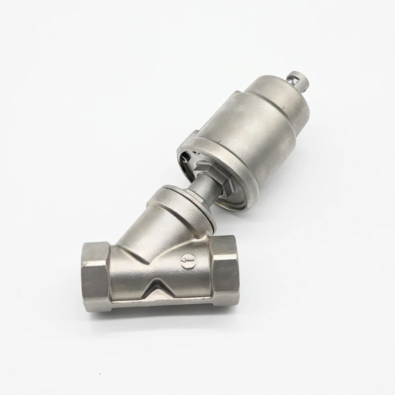 JTAIV Factory Outlet DN50 2 Way Double Acting Stainless Steel Air Control Angle Valve Pneumatic Thread Angle Seat Valve