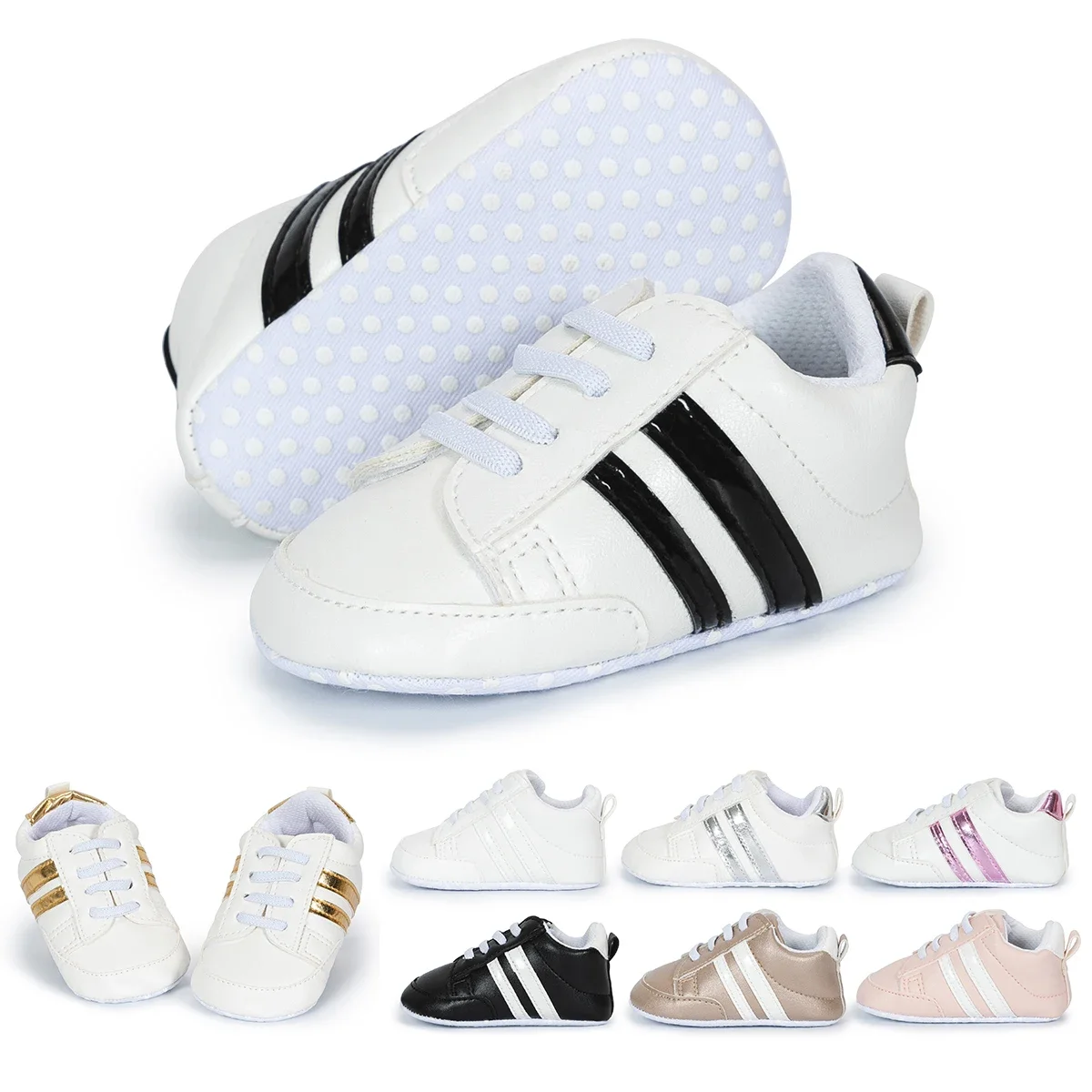 Newborn Baby Shoes Boy Girl Classical Sport Soft Sole PU Leather