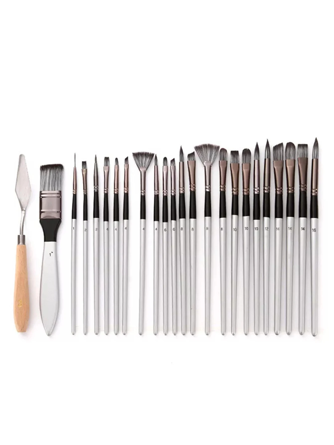 Synthetic Brush Set with Cloth Roll and Palette Knife 2