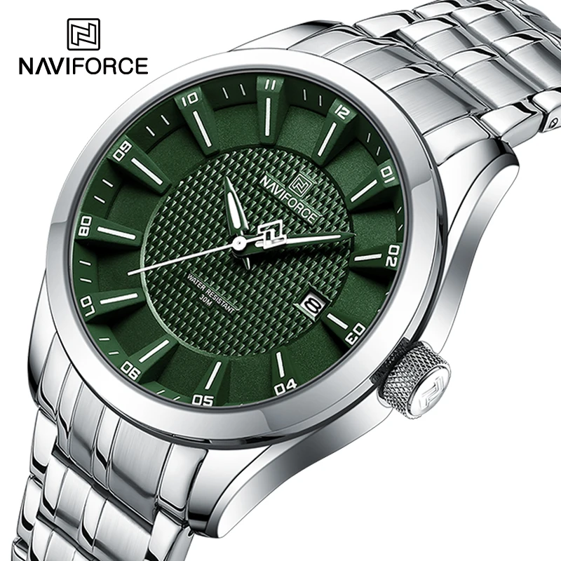 NAVIFORCE 남성용 8032 시계, 트렌드 캐주얼 손목시계, 쿼츠 캘린더, 남성 스포츠 시계, 30m 방수, 큰 다이얼 