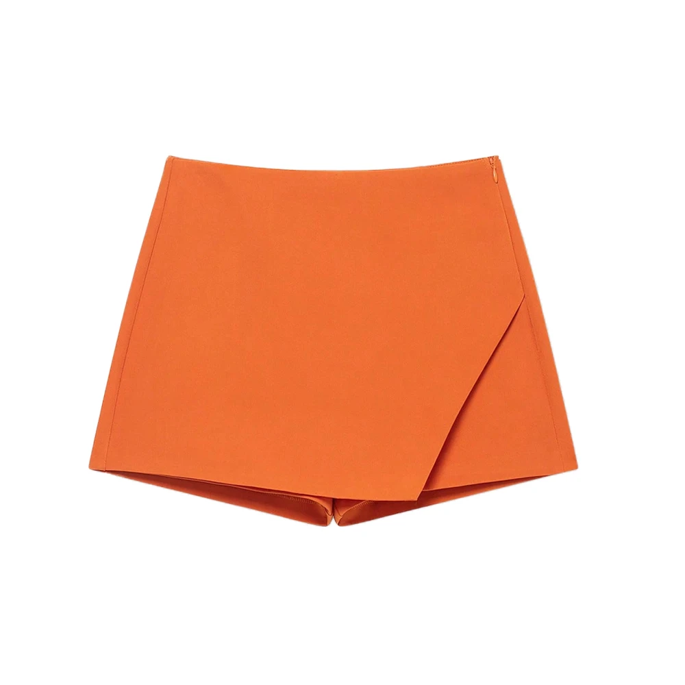Women's Asymmetric Solid Color Skort Casual Side Zipper Shorts Skirts for Spring Summer Fashion