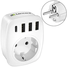  LENCENT  EU Plug Outlet Expander Wall USB Charger with 1 AC Outlet 3 USB Ports and 1 Type C Travel  Adapter UK Plug Power 4000W 