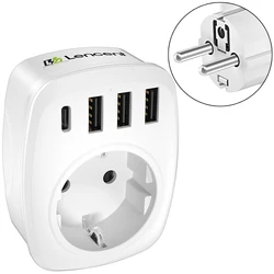 Compact EU Plug Wall Charger with USB Ports and Type C Adapter - High - Power Travel and Home Solution - EU Plug (3 USB 1 Type C)