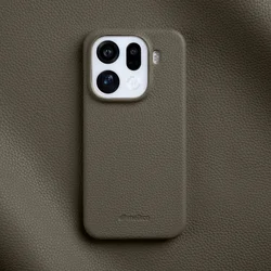 Premium Genuine Cowhide Leather Case - Handmade Business Protective Back Cover - OPPO X9 Ultra (Grey)