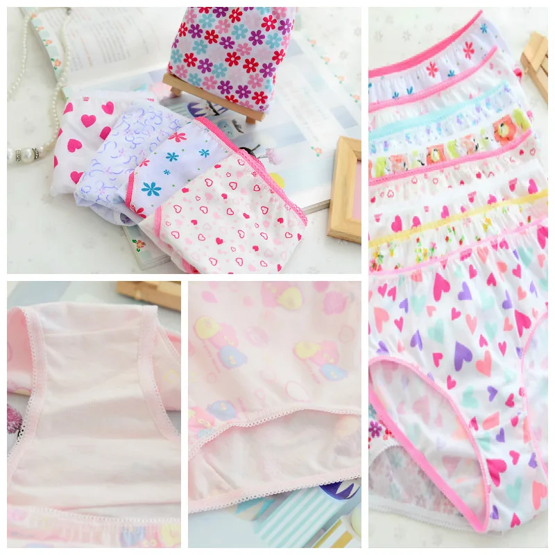 12pc/Lot Fashion Baby Girls Cotton Panties Kids Short Briefs Children Underwear Suit 1-12Years