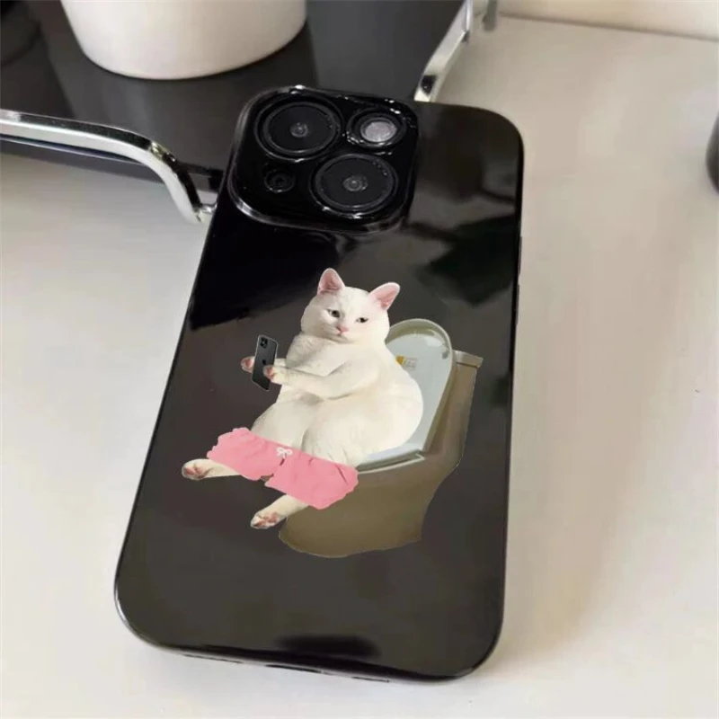 Funny cat phone case for iphone 11 13 mini 12 14 pro max Camera protective bumper shell cover for iphone xr xs x 7 8 plus 6s se2
