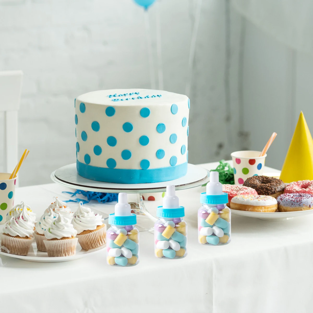 12 Stück Babyflaschen, blau, rosa, weiß, Kunststoff, Süßigkeitenflasche, Babyparty, Geschenkbox, Dekorationen, Jungen und Mädchen, Geschlecht offenbaren, Partygeschenke – Detail 8