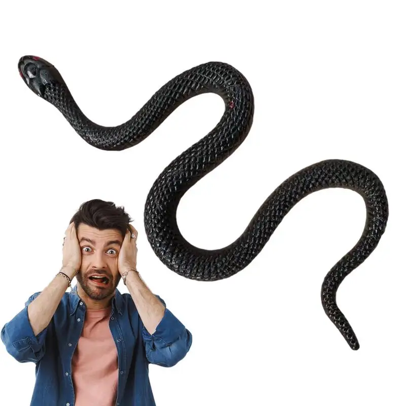 

Rubber Snake Toy Realistic Soft Black Rubber Snake Toys Halloween Snake Toys Funny Prank Props Lightweight Rain Forest Snakes