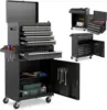 Tool Chest 5-Drawer Rolling Tool Storage Cabinet with Detachable Top Tool Box Liner Universal Lockable Wheel Adjustable Shelf 1