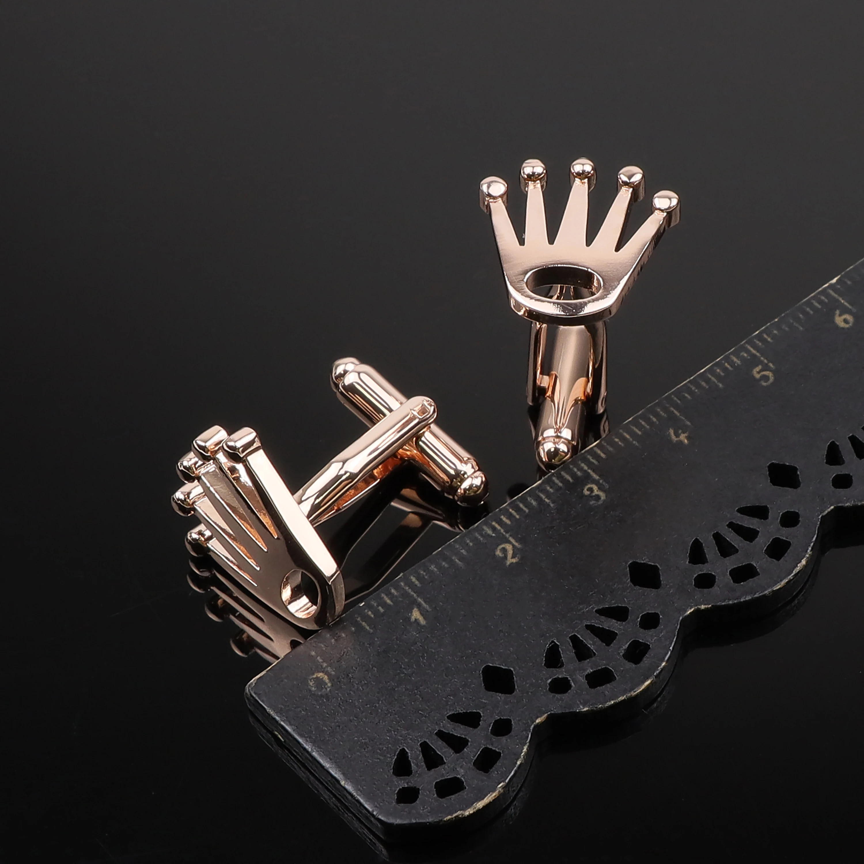 Crystal Cufflinks Brass Crown Maple Leaf Anchor Mens Wedding Bar Accessory