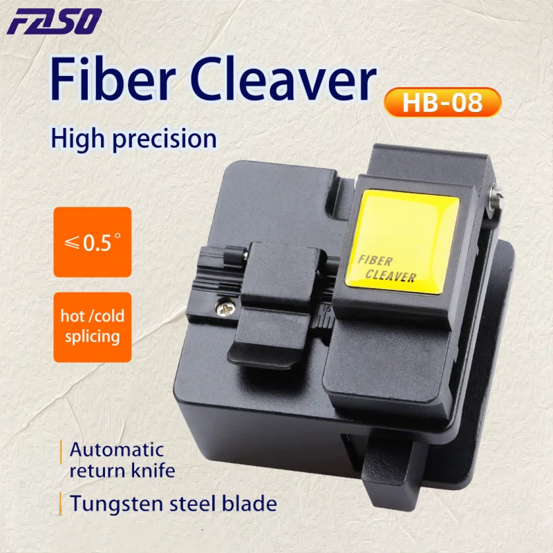 HB-08 Automatic Optical Fiber Cleaver High Precision 16 Sided Blade Cable Cutting Machine FTTH Fiber Optic Cutter Tool