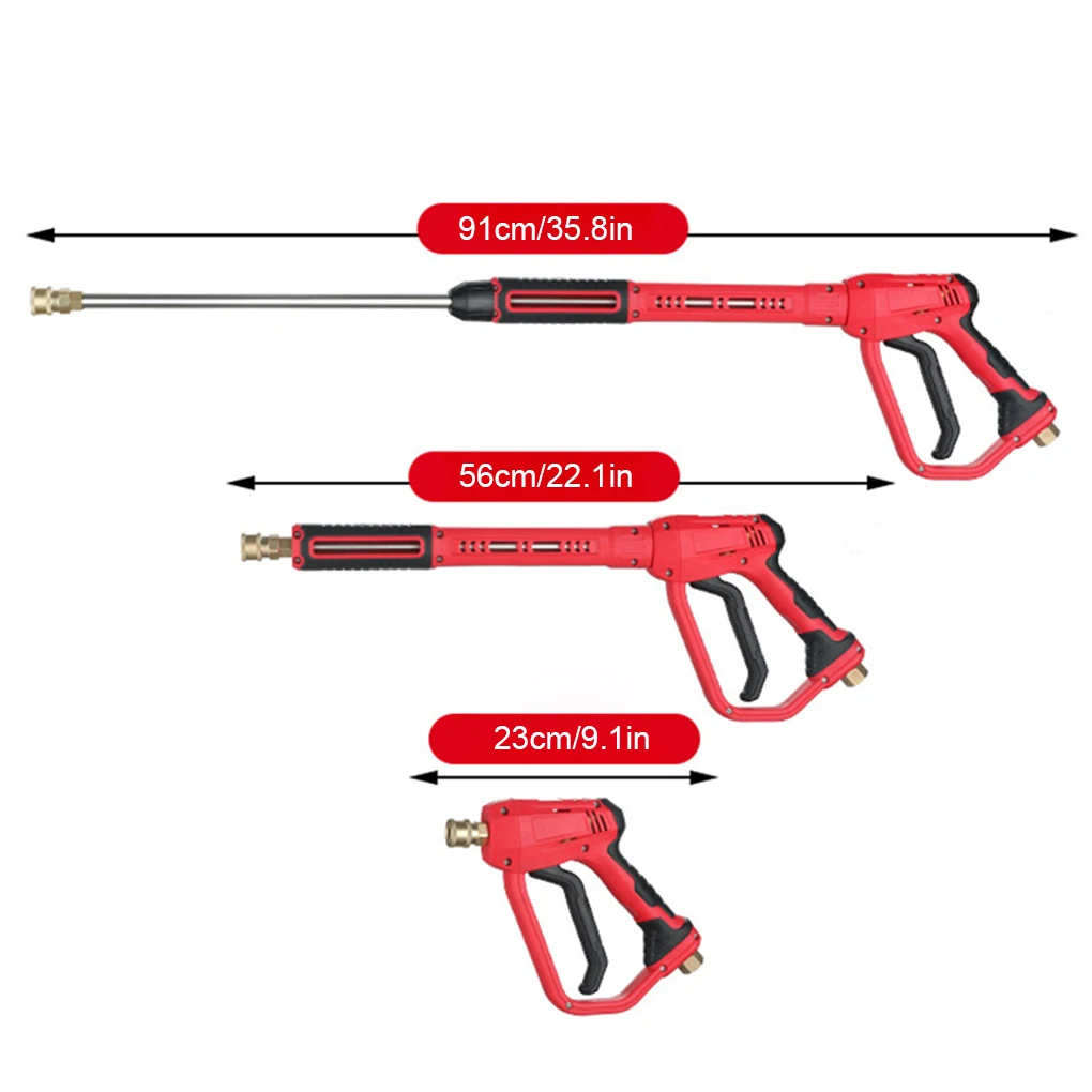 Car Wash Gun Kit High Pressure Washer Metal Water Spray Gun With Non-slip Brass Quick-release Connector Detachable Extension Rod
