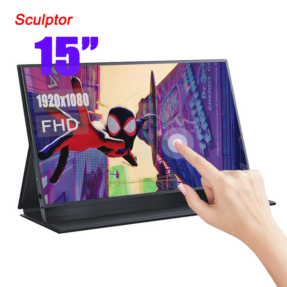 

SCULPTOR 15" Portable Monitor 1080P FHD IPS A+ Type-C Mini-HDMI External Second Screen For Laptop PC Android Switch Xbox ps4 ps5