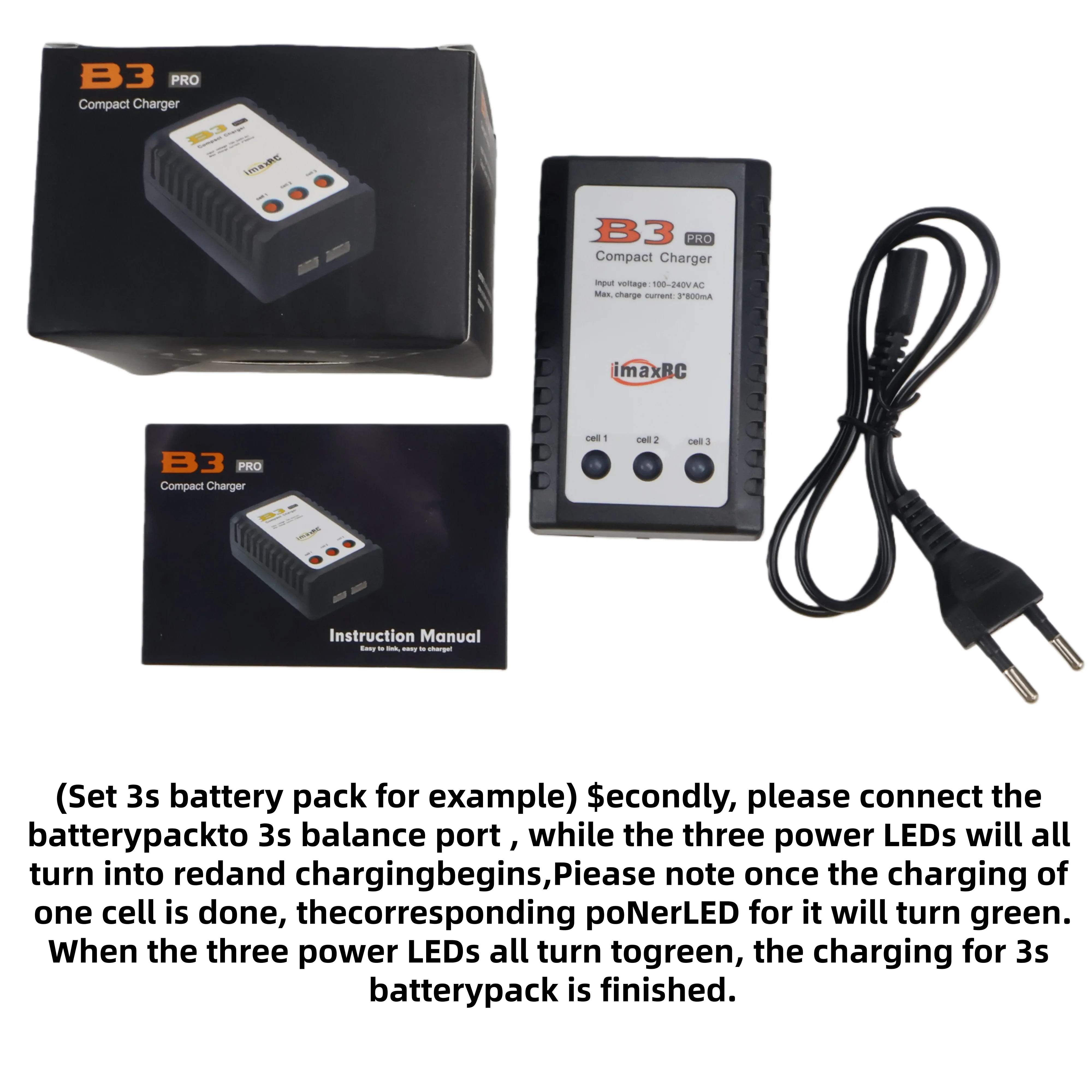 Chargeur Batterie Drone B3 20W EU/US Plug 1-4S LiPo 10W/18W/20W