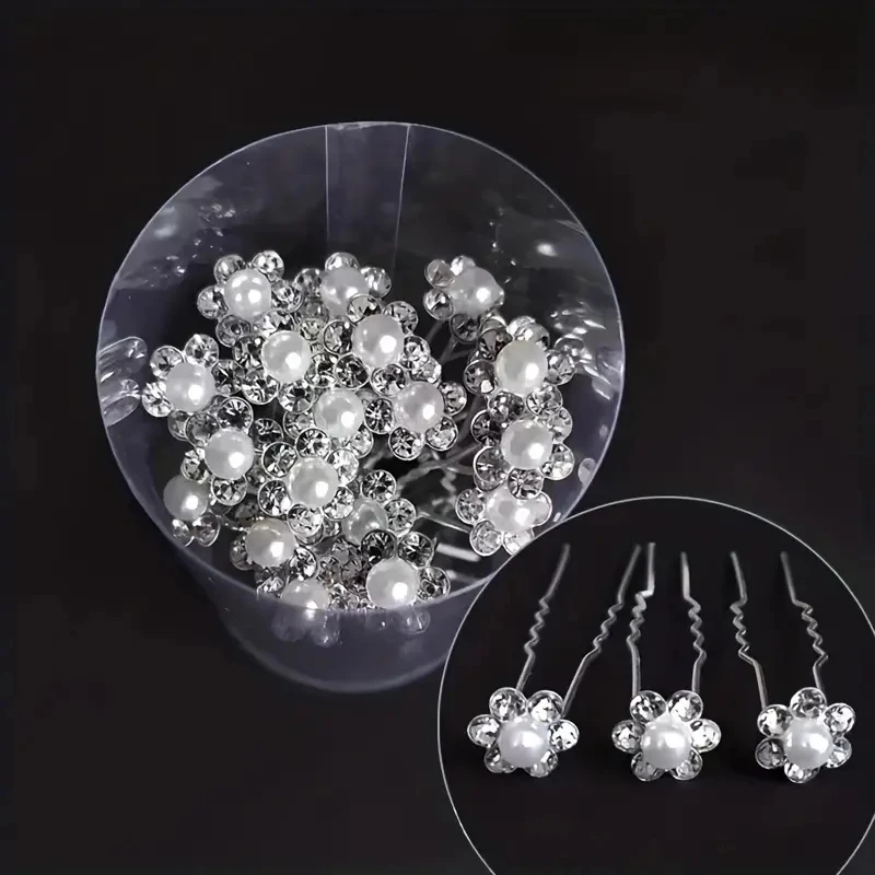 Pasadores Pelo Perlas Plata Pinzas Para El Pelo Con Diamantes Y Perlas - Set De 3 Piezas Plateadas Para Novias Y Eventos Joyería Pelo Elegante