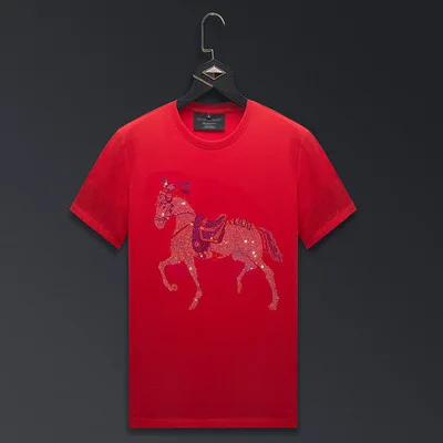 Colorful Rhinestone Horse Graphic T-Shirts for Women - Fashionable Streetwear O-Neck Short Sleeve, Plus Sizes Available