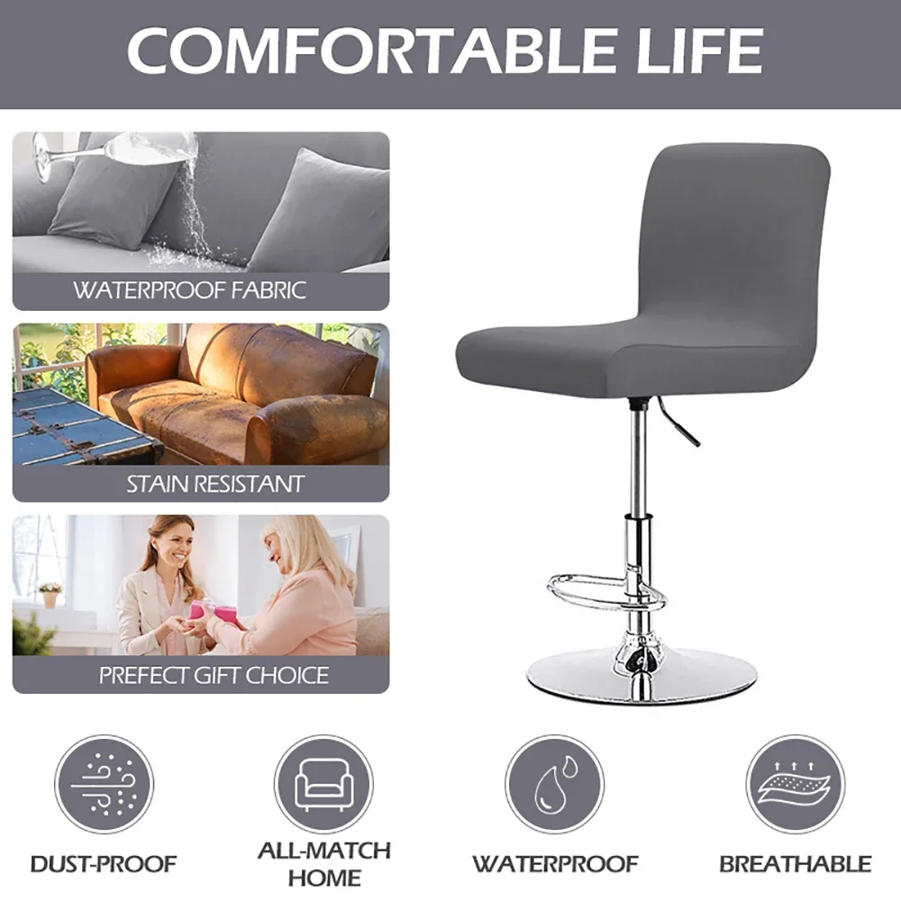 Waterproof Short Back Chair Cover Stretch Bar Stool Seat Cover Slipcover For Banquet Hotel Bar Cheap Spandex Chair Protector 1PC 4