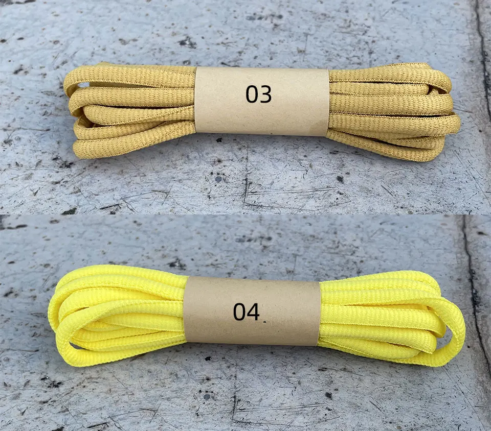 1 Paar gelbe ovale halbrunde Sportschnürsenkel, 100–160 cm, für Sport-/Laufschuhe, Unisex – Detail 6
