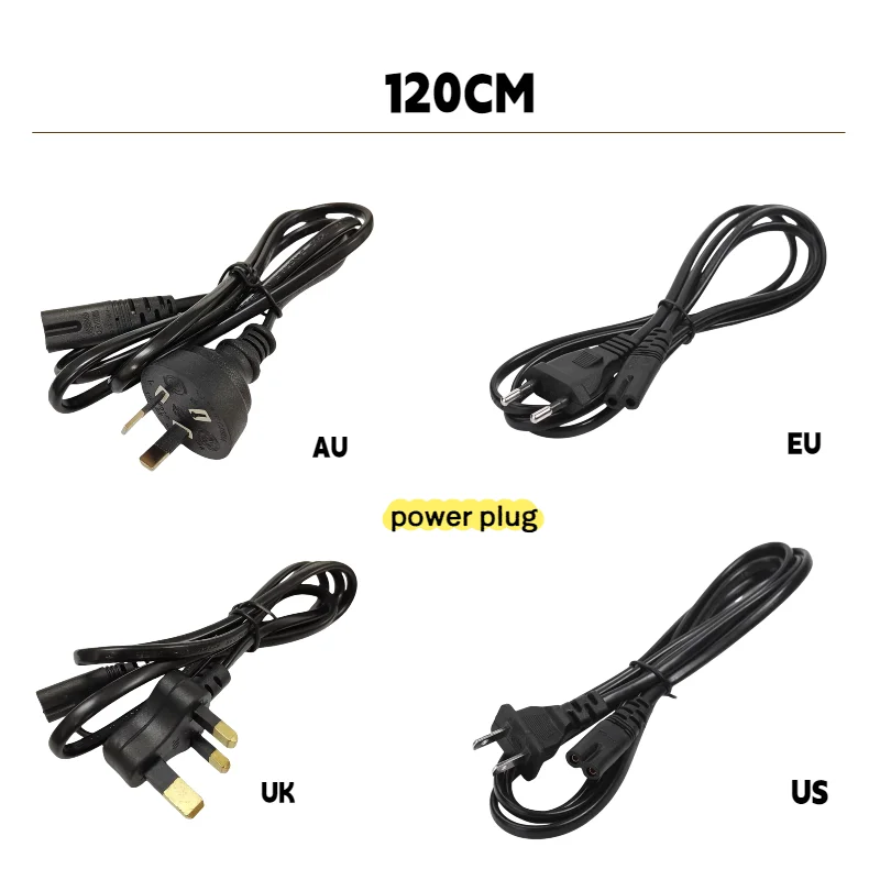 1.2M AC 전원 코드/연장 코드/충전 케이블 (EU, US, AU, UK) 전자 제품, TV, 프린터, 노트북용 2핀 플러그