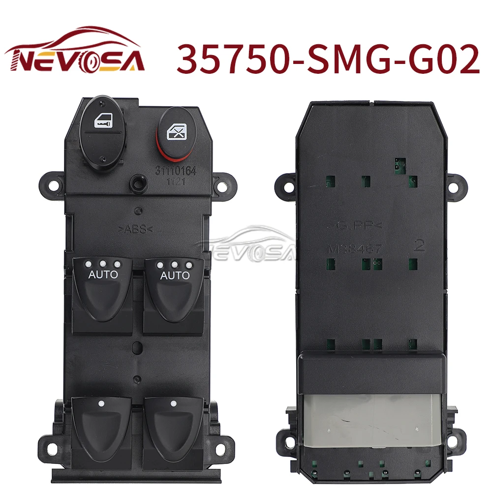 

NEVOSA For Honda Civic 2005-2012 Front Left Power Lifter Window Control Switch 2 AUTO 35750-SMG-G02 22Pins Front Left Hand LHD