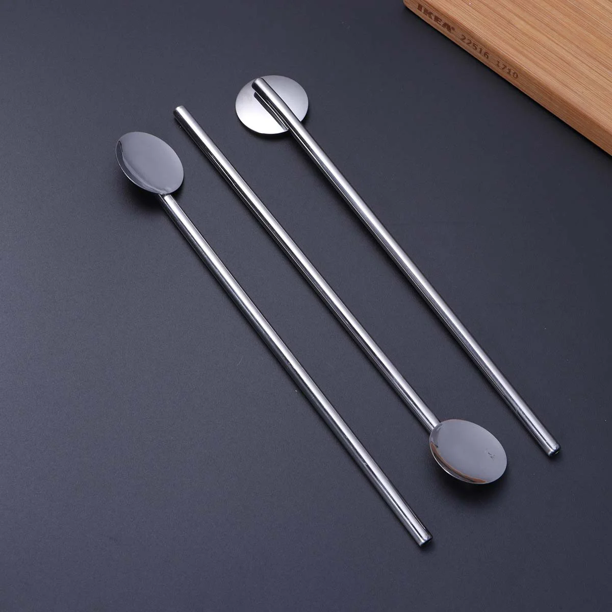 

6 Pcs/Pack Straw Spoon Reusable Shot Cocktail Mix Drinks Stainless Steel Drinking Metal